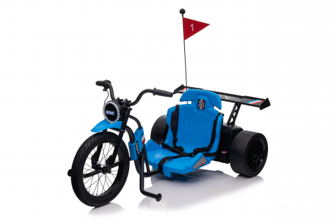 Motocicleta electrica pentru copii 5-12 ani, Kinderauto Drift-Trike, 500W, 24V 10Ah, roti moi, albastra [6]