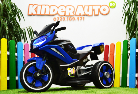 Motocicleta electrica pentru copii BJ618, bluetooth, 70W, 6V, music player, STANDARD #Albastru [9]