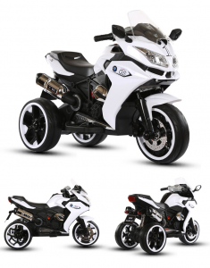 Motocicleta electrica pentru copii BJ1200 2x30W STANDARD #Alb [1]