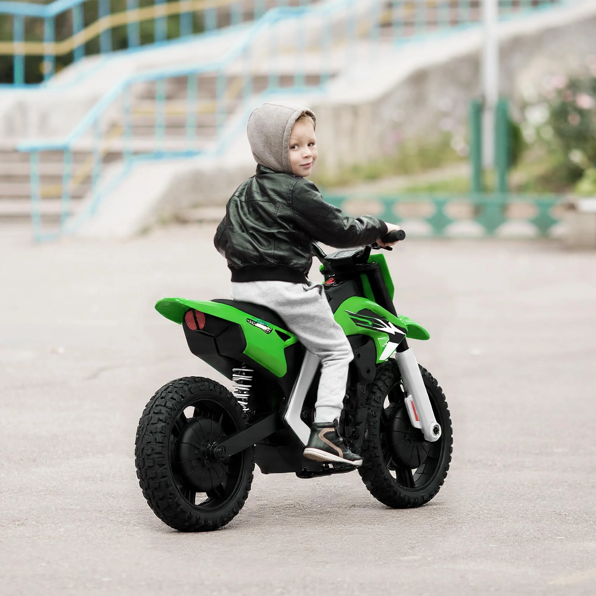Motocicleta electrica pentru copii, Kinderauto BalanceBike 350W 24V, culoare verde [3]