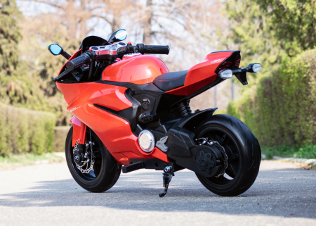 Motocicleta electrica pentru copii Kinderauto SX1629, putere 250W, 24V, roti moi cauciuc EVA, Rosie [4]