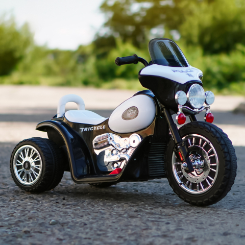 Motocicleta electrica pentru copii, POLICE JT568 35W STANDARD, Alb & Negru [7]