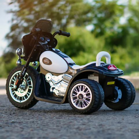 Motocicleta electrica pentru copii, POLICE JT568 35W STANDARD, Alb & Negru [5]