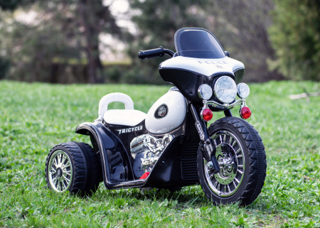 Motocicleta electrica pentru copii, POLICE JT568 35W STANDARD, Alb & Negru [10]