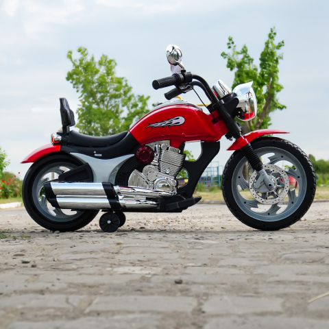 Motocicleta electrica pentru copil 3-7 ani, Kinderauto BJF916 70W cu scaun tapitat, rosu [4]