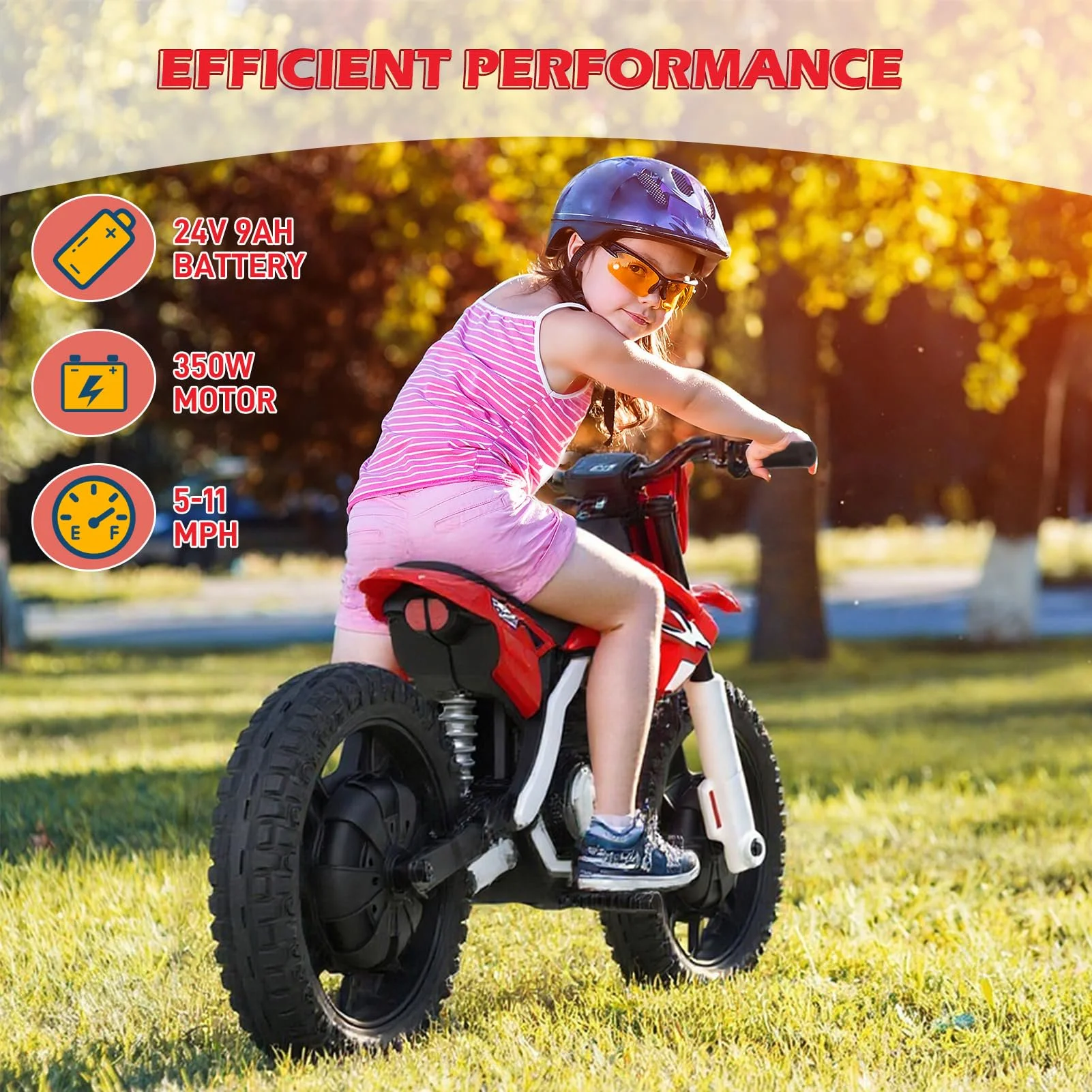 Motocicleta electrica pentru copii, Kinderauto BalanceBike 350W 24V, culoare rosie [5]