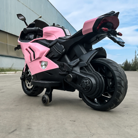 Motocicleta electrica pentru fetite, Kinderauto BDQ888 70W 12V cu roti moi, Bluetooth, culoare Roz [4]