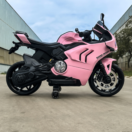 Motocicleta electrica pentru fetite, Kinderauto BDQ888 70W 12V cu roti moi, Bluetooth, culoare Roz [6]