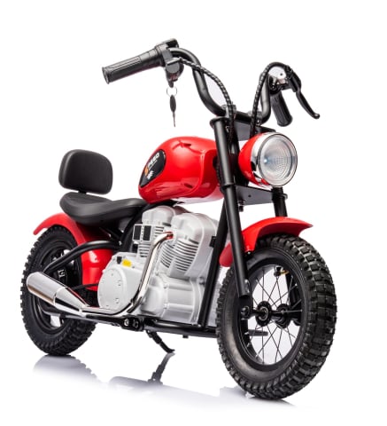 Produse in stoc - Motocicleta pentru copii, Kinderauto Chopper 350W, 36V, cu roti gonflabile, scaun tapitat,culoare rosie