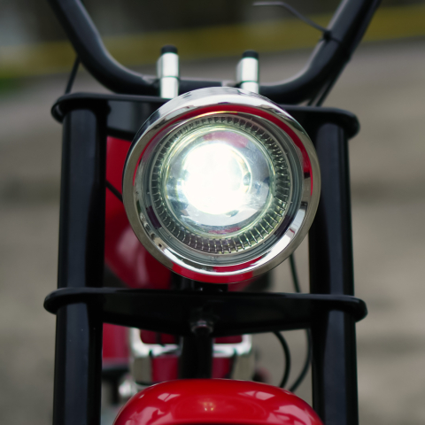 Motocicleta pentru copii intre 5 si 9 ani, Kinderauto Old School, 300W, 24V, cu roti gonflabile, scaun tapitat, premium, rosu [12]