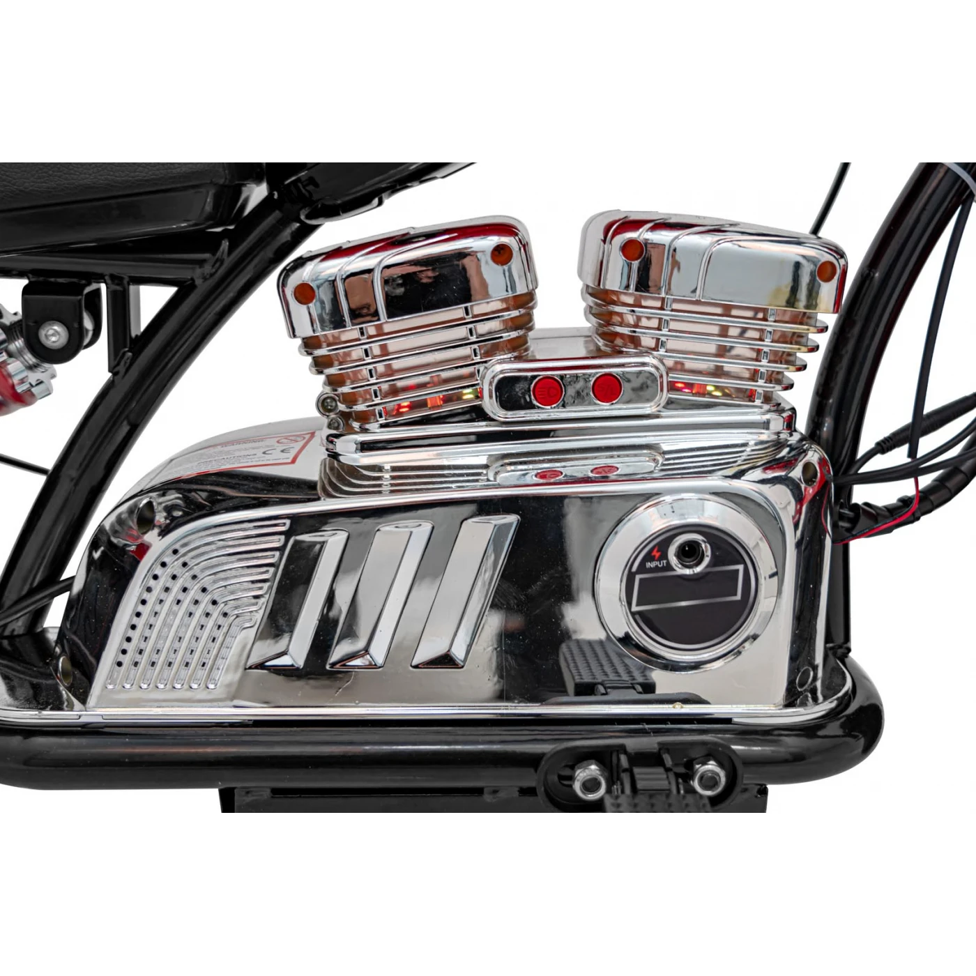Motocicleta pentru copii intre 5 si 9 ani, Kinderauto Old School, 300W, 24V, cu roti gonflabile, scaun tapitat, premium, negru [16]
