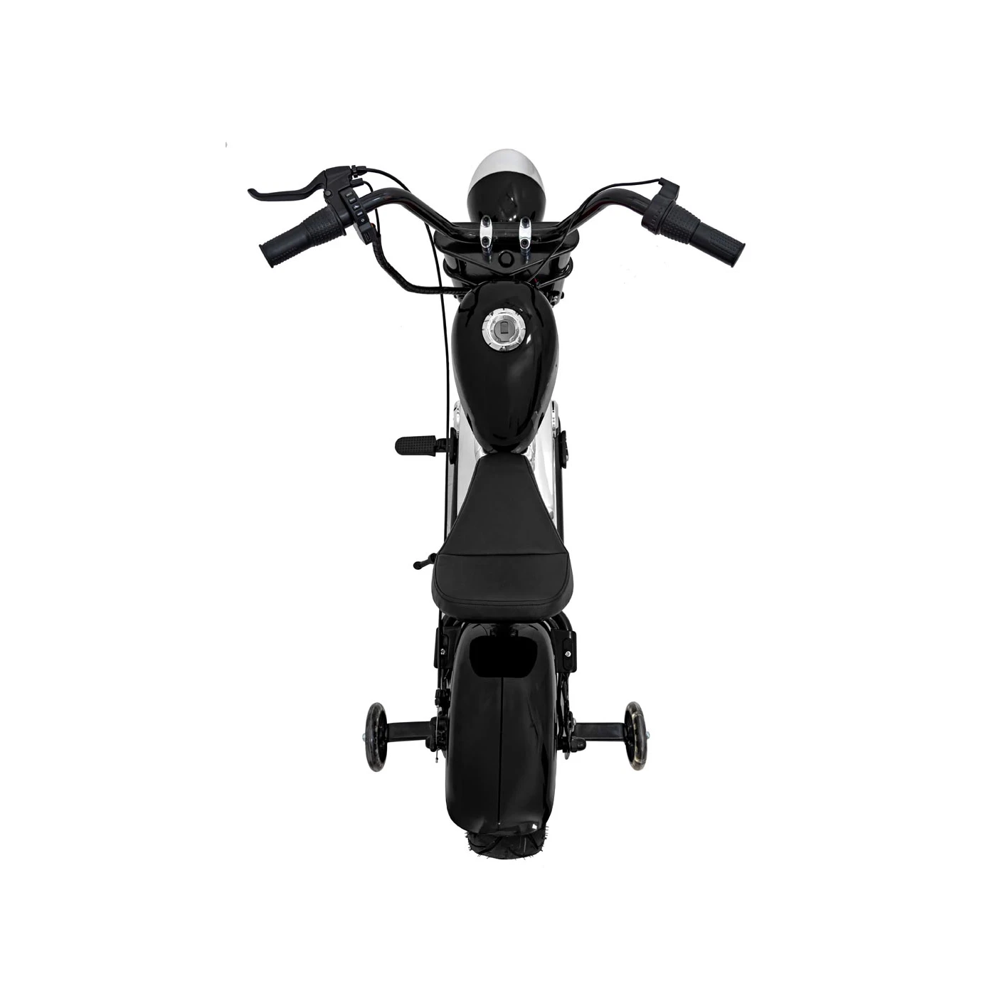 Motocicleta pentru copii intre 5 si 9 ani, Kinderauto Old School, 300W, 24V, cu roti gonflabile, scaun tapitat, premium, negru [7]