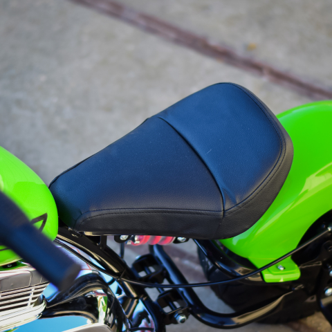 Motocicleta pentru copii intre 5 si 9 ani, Kinderauto Old School, 300W, 24V, cu roti gonflabile, scaun tapitat, premium, verde [13]