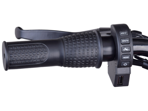 Motocicleta pentru copii intre 5 si 9 ani, Kinderauto Old School, 300W, 24V, cu roti gonflabile, scaun tapitat, premium, rosu [6]