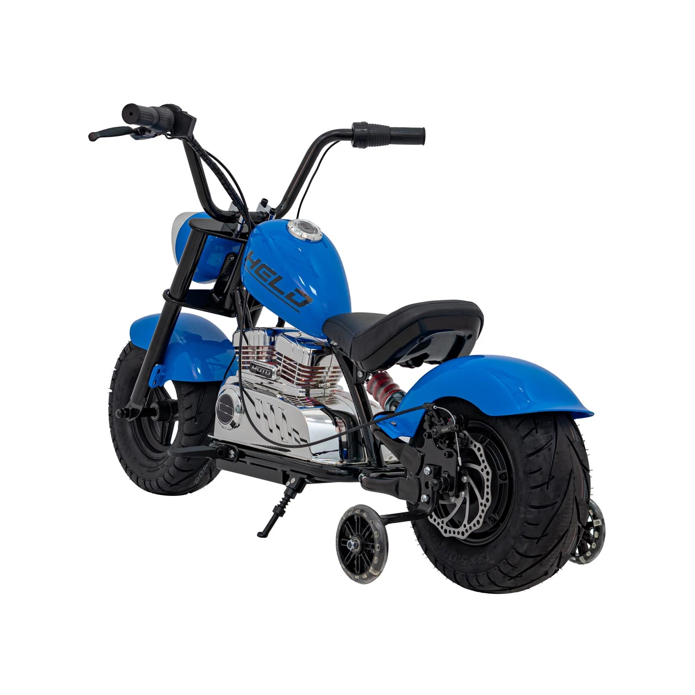 Motocicleta pentru copii intre 5 si 9 ani, Kinderauto Old School, 300W, 24V, cu roti gonflabile, scaun tapitat, premium, albastru [1]