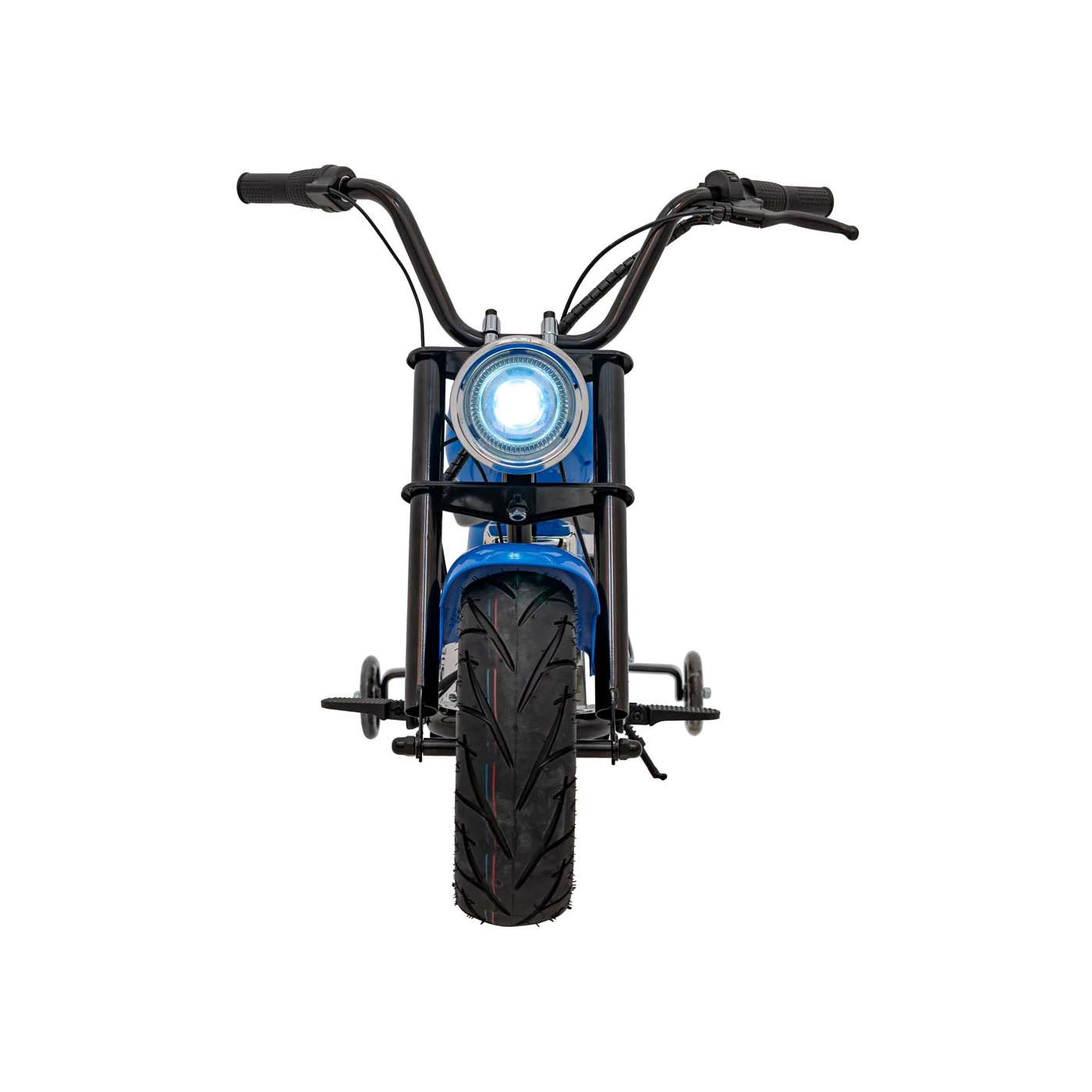 Motocicleta pentru copii intre 5 si 9 ani, Kinderauto Old School, 300W, 24V, cu roti gonflabile, scaun tapitat, premium, albastru [2]