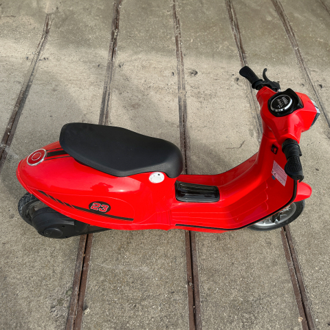 Scuter electric pentru copii, Kinderauto Retro, 350W, 24V 10Ah, roti gonflabile, music player, cadru robust, rosu [15]