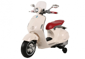 Motociclete electrice - Scuter electric pentru copii Vespa GTS300 cu scaun tapitat #Alb