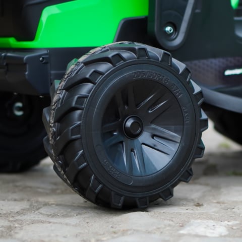 Tractor electric cu remorca pentru copii Kinderauto 720-T, 90W, cupa si incarcator incluse, 12V, echipare premium, verde [15]