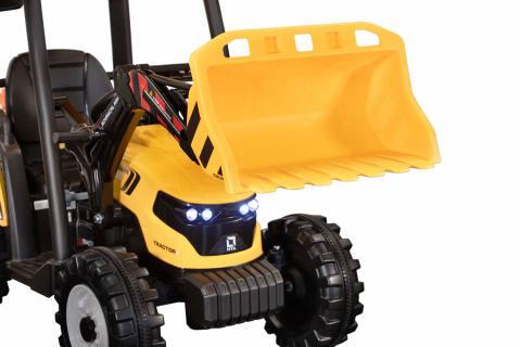 Tractoras electric copii cu remorca si cupa, Power-Tractor 400W 24V, culoare galbena [30]