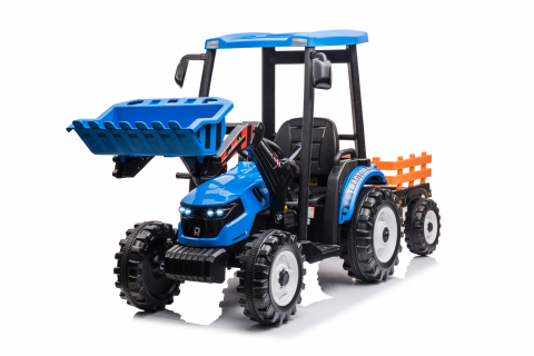 Masinute electrice - Tractoras electric copii cu remorca si cupa, Power-Tractor 240W 12V, albastru