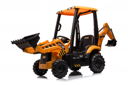 Tractoras electric pentru copii JCB 70W 12V cu incarcator si cupa manuala, culoare Galbena [24]