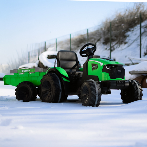 Tractoras electric Kinderauto 720-T 90W 12V 10 Ah cu remorca, PREMIUM culoare Verde [1]