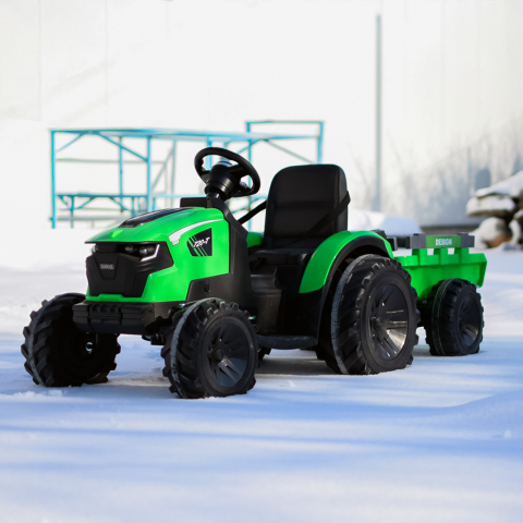 Tractoras electric Kinderauto 720-T 90W 12V 10 Ah cu remorca, PREMIUM culoare Verde [6]