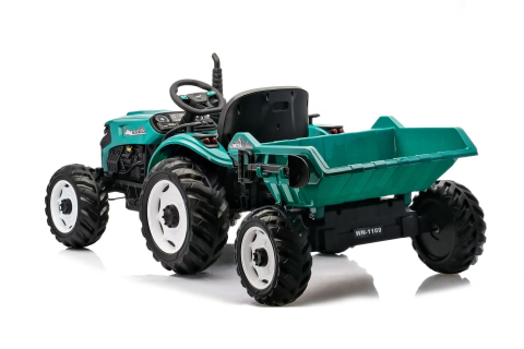 Tractoras electric pentru copii, Kinderauto 1804 90W 12V 10Ah cu remorca basculabila, culoare verde [7]