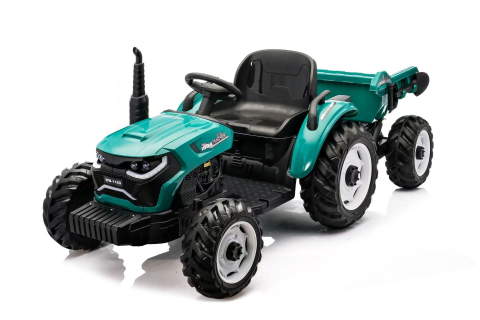 Tractoras electric pentru copii, Kinderauto 1804 90W 12V 10Ah cu remorca basculabila, culoare verde [10]