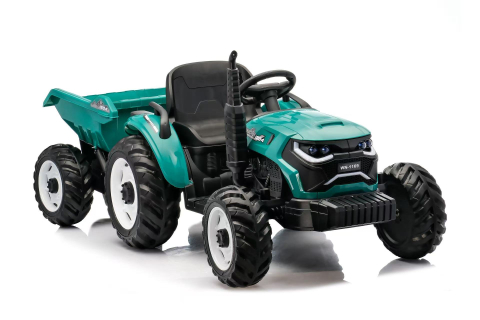 Tractoras electric pentru copii, Kinderauto 1804 90W 12V 10Ah cu remorca basculabila, culoare verde [9]