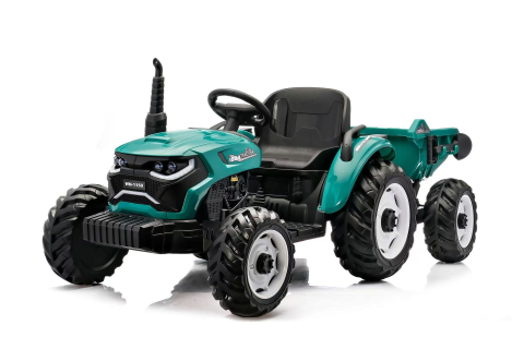 Tractoras electric pentru copii, Kinderauto 1804 90W 12V 10Ah cu remorca basculabila, culoare verde [8]