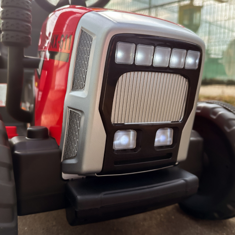 Tractoras electric Kinderauto BJ-611 60W 12V cu remorca si telecomanda #Rosu [16]