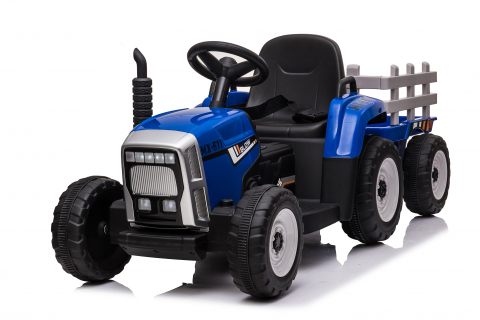 Masinute electrice - Tractoras electric Kinderauto BJ-611 60W 12V cu remorca si telecomanda #albastra