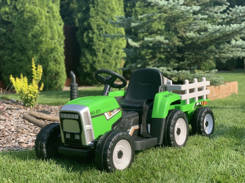Tractoras electric Kinderauto BJ-611 70W 12V cu remorca si telecomanda #Verde [17]