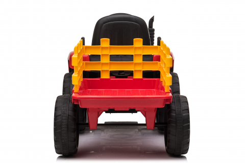 Tractoras electric Kinderauto BJ-611, 70W, 12V PREMIUM cu remorca si telecomanda #Rosu [4]