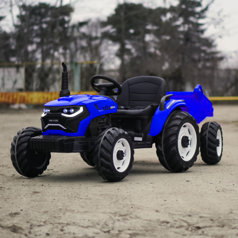 Tractoras electric pentru copii, Kinderauto 1804, 90W, 12V 10Ah, cu remorca basculabila, albastru [4]