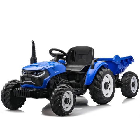 ATV & UTV Electrice - Tractoras electric pentru copii, Kinderauto 1804, 90W, 12V 10Ah, cu remorca basculabila, albastru