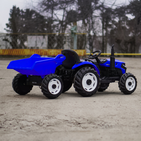 Tractoras electric pentru copii, Kinderauto 1804, 90W, 12V 10Ah, cu remorca basculabila, albastru [7]