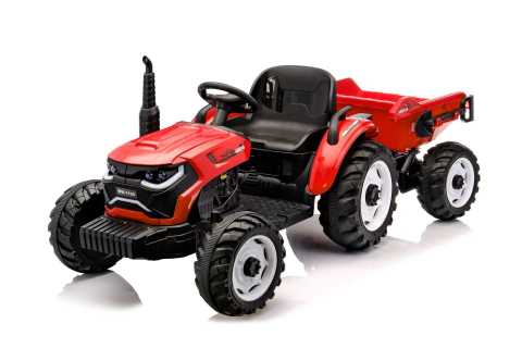 Tractoras electric pentru copii, Kinderauto 1804, 90W, 12V 10Ah, cu remorca basculabila, rosie [4]