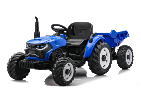 Masinute electrice - Tractoras electric pentru copii, Kinderauto 1804, 90W, 12V 10Ah, cu remorca basculabila, albastru