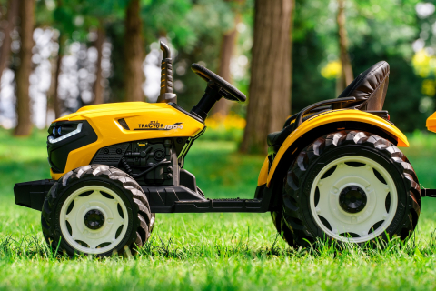 Tractoras electric pentru copii, Kinderauto 1804, 90W, 12V 10Ah, cu remorca basculabila, galben [11]