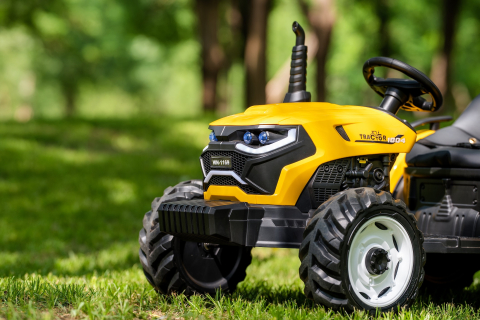 Tractoras electric pentru copii, Kinderauto 1804, 90W, 12V 10Ah, cu remorca basculabila, galben [14]