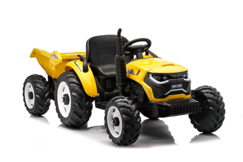 Tractoras electric pentru copii, Kinderauto 1804, 90W, 12V 10Ah, cu remorca basculabila, galben [17]