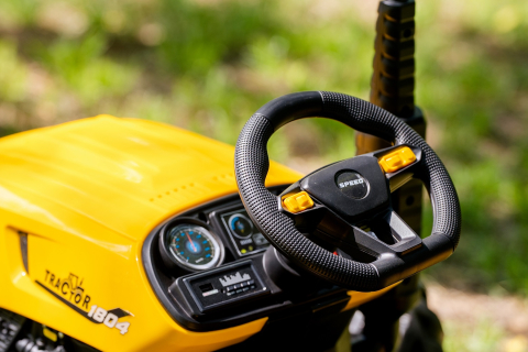 Tractoras electric pentru copii, Kinderauto 1804, 90W, 12V 10Ah, cu remorca basculabila, galben [12]