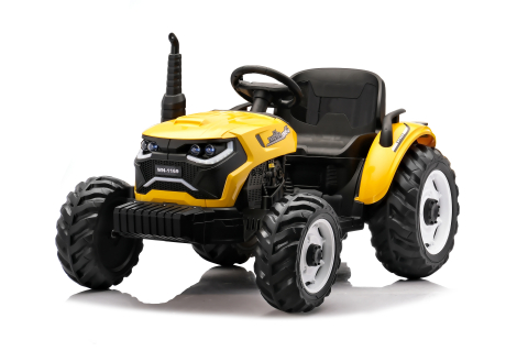 Tractoras electric pentru copii, Kinderauto 1804, 90W, 12V 10Ah, cu remorca basculabila, galben [16]
