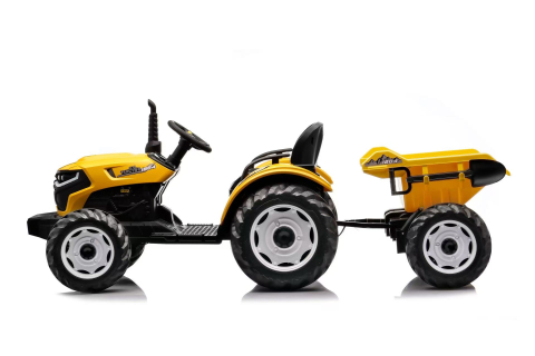 Tractoras electric pentru copii, Kinderauto 1804, 90W, 12V 10Ah, cu remorca basculabila, galben [19]