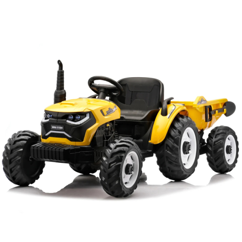 ATV & UTV Electrice - Tractoras electric pentru copii, Kinderauto 1804, 90W, 12V 10Ah, cu remorca basculabila, galben