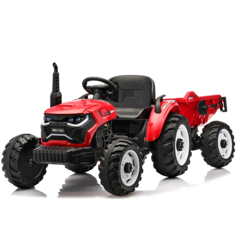 ATV & UTV Electrice - Tractoras electric pentru copii, Kinderauto 1804, 90W, 12V 10Ah, cu remorca basculabila, rosie