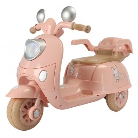 Motociclete electrice - Tricicleta electrica pentru fetite 3-5 ani, Kinderauto Bunny 40W 6V, culoare Roz Pal